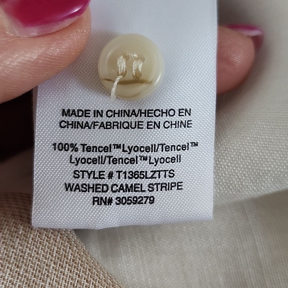 Thread + Supply Button Down Cream & Tan Striped 1… - image 5